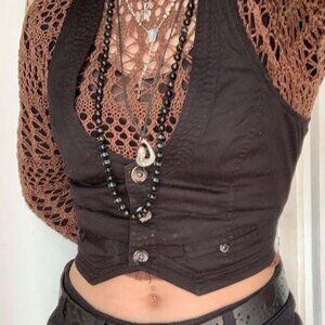 Vintage Y2k Button Down Fitted Cropped Vest